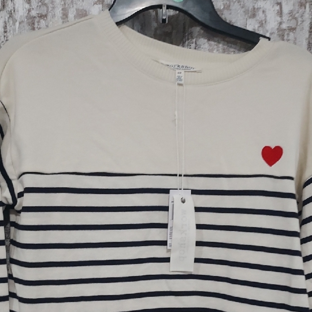Workshop Republic Clothing Striped Sweatshirt with Red Heart